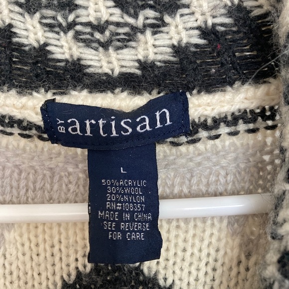 Cardigan mid length wool cotton blend by Artisan size large - Picture 3 of 3